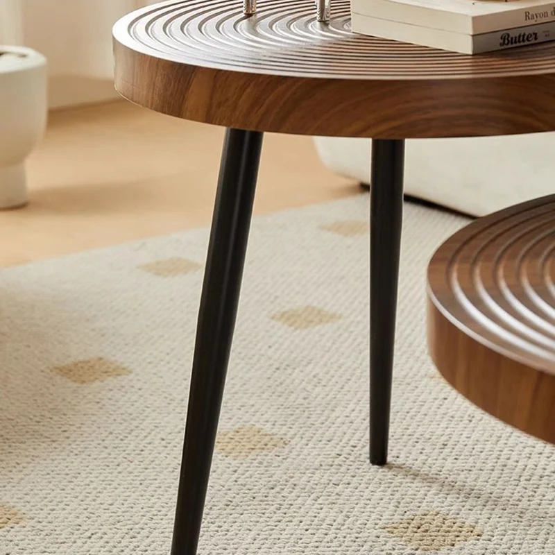 Traditional Vintage Round PVC Vacuum-Formed Particle Board Iron Side Table For Living Room
