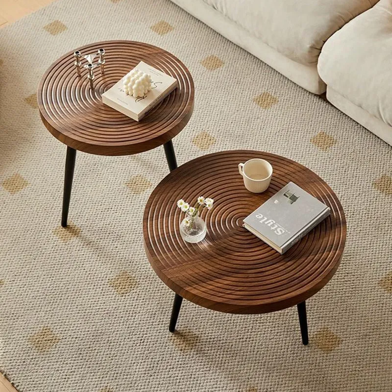 Traditional Vintage Round PVC Vacuum-Formed Particle Board Iron Side Table For Living Room