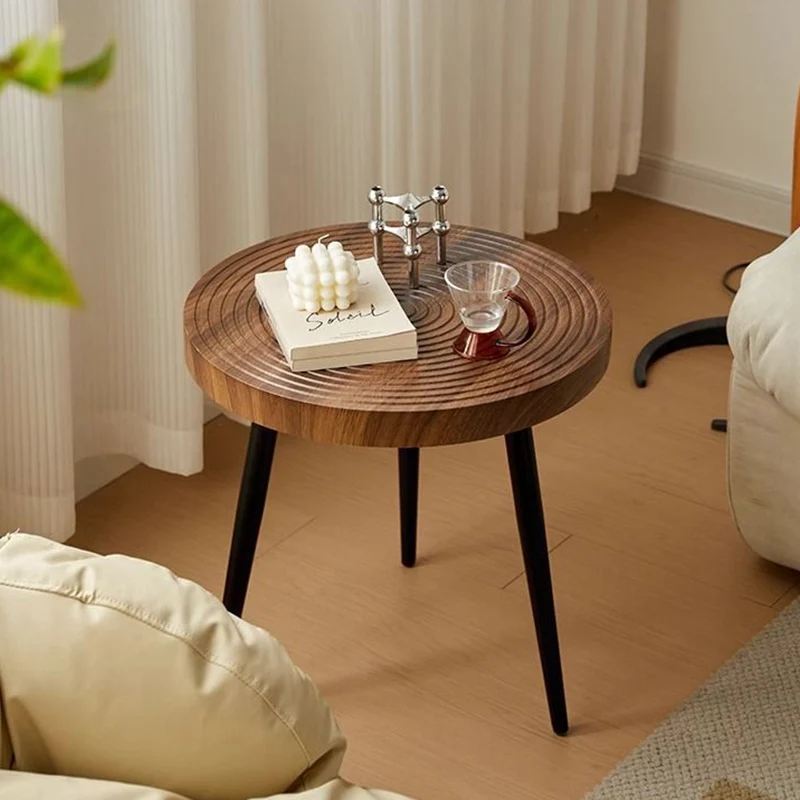 Traditional Vintage Round PVC Vacuum-Formed Particle Board Iron Side Table For Living Room