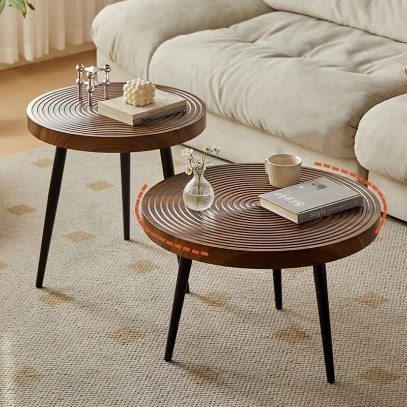 Traditional Vintage Round PVC Vacuum-Formed Particle Board Iron Side Table For Living Room