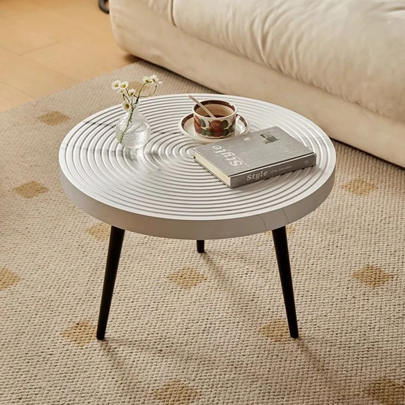 Traditional Vintage Round PVC Vacuum-Formed Particle Board Iron Side Table For Living Room