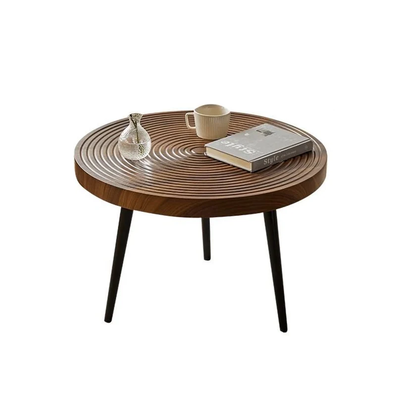 Traditional Vintage Round PVC Vacuum-Formed Particle Board Iron Side Table For Living Room