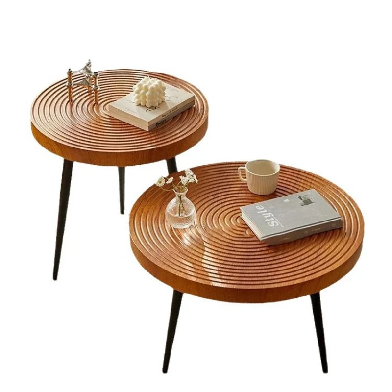 Traditional Vintage Round PVC Vacuum-Formed Particle Board Iron Side Table For Living Room