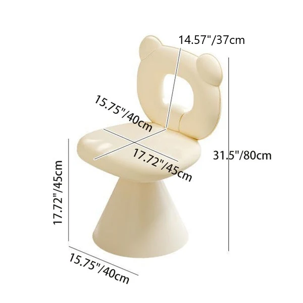 Contemporary Creative Bear Shape Faux Leather Plywood Frame Sponge Swivel Vanity Stool Backrest Armless For Bedroom