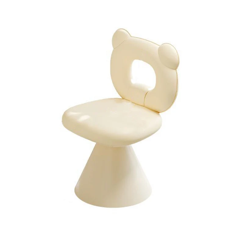 Contemporary Creative Bear Shape Faux Leather Plywood Frame Sponge Swivel Vanity Stool Backrest Armless For Bedroom