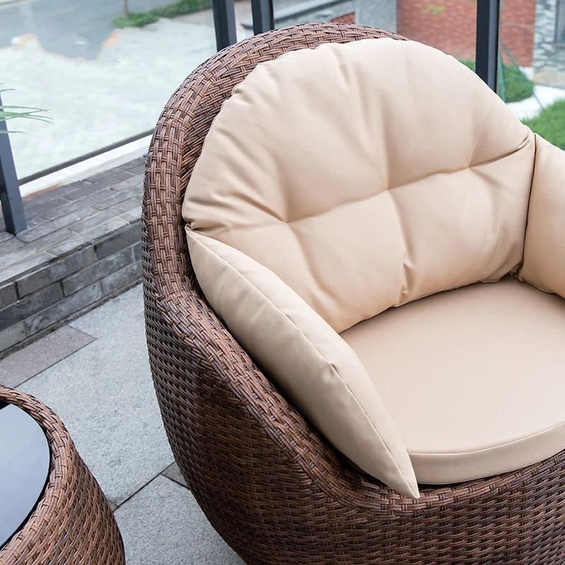 Modern Minimalist Round Sponge PE Rattan Weaving Sofa Backrest Armrest For Outdoor Patios