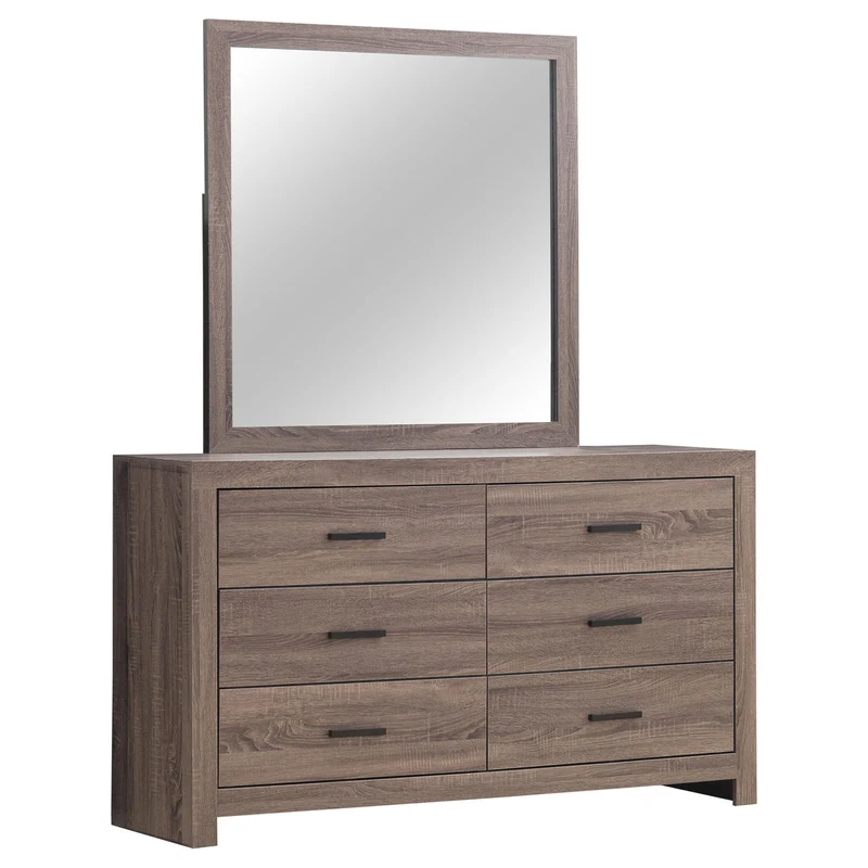Coaster Furniture Brantford 207043M 6-Drawer Dresser with Mirror - Barrel Oak