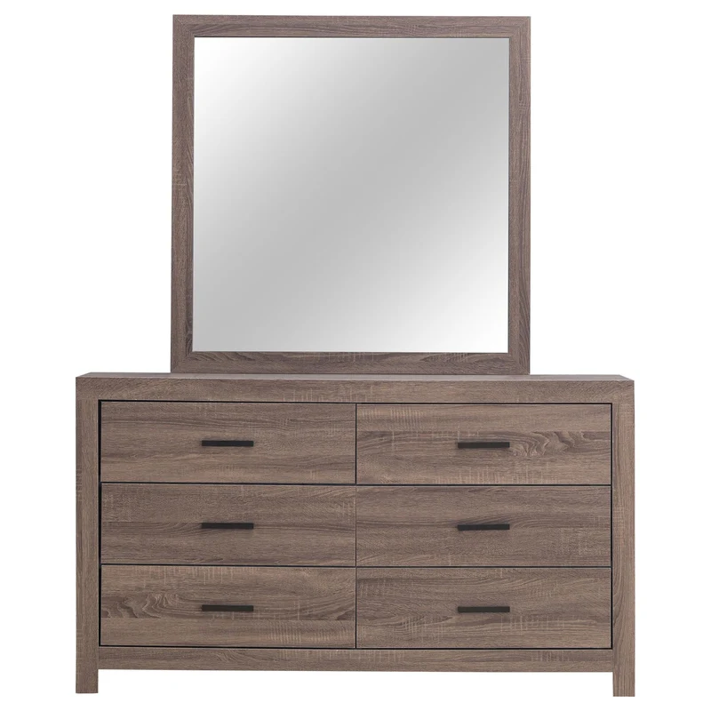 Coaster Furniture Brantford 207043M 6-Drawer Dresser with Mirror - Barrel Oak