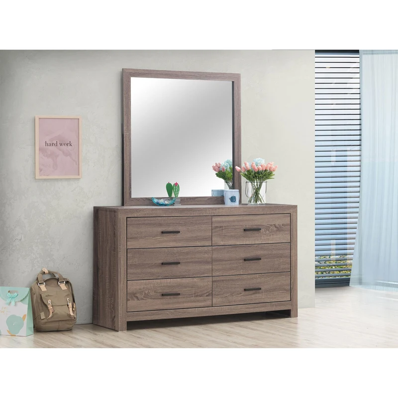 Coaster Furniture Brantford 207043M 6-Drawer Dresser with Mirror - Barrel Oak