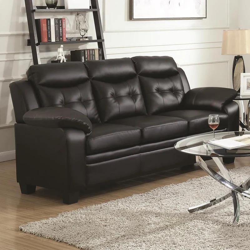 Coaster Furniture Finley 506551 Upholstered Padded Arm Tufted Sofa - Black