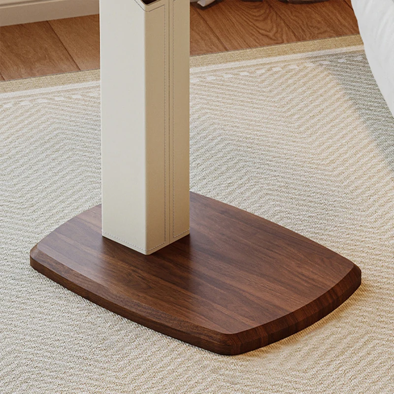 Contemporary Scandinavian Rectangular Saddle-Style Faux Leather Medium-Density Fiberboard Height-Adjustable Swivel Side Table For Living Room