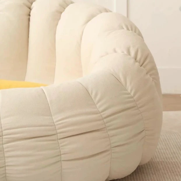Modern Minimalist Round Ellipse Snowflake Plush Fabric Sherpa Fleece EPS Lazy Sofa Backrest Footrest For Living Room