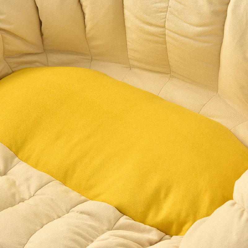 Modern Minimalist Round Ellipse Snowflake Plush Fabric Sherpa Fleece EPS Lazy Sofa Backrest Footrest For Living Room