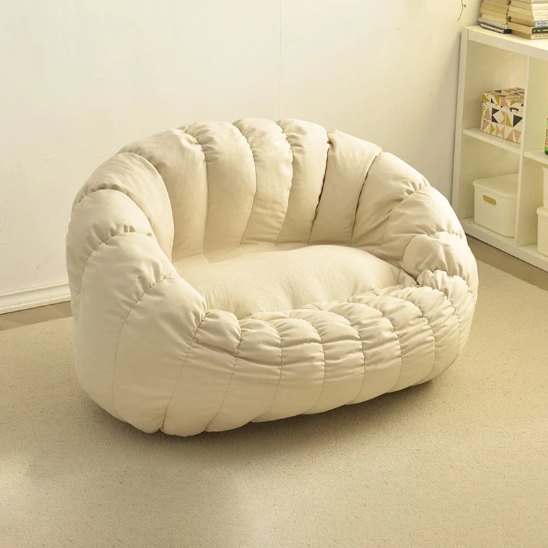 Modern Minimalist Round Ellipse Snowflake Plush Fabric Sherpa Fleece EPS Lazy Sofa Backrest Footrest For Living Room