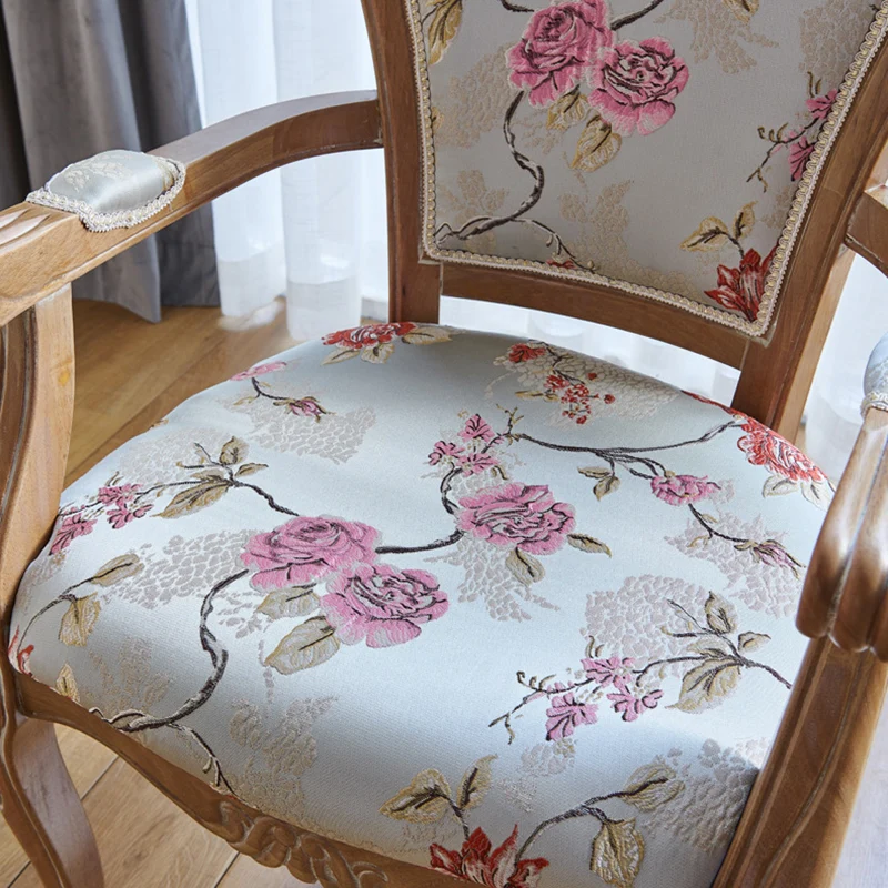 Traditional Vintage Curved Seat Cushion Solid Wood Fabric Sponge Chair Backrest Armrest For Living Room