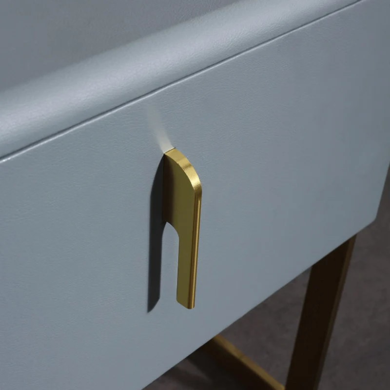 Contemporary Scandinavian Faux Leather Bedside Table - Curved Square 1-Drawer For Bedroom