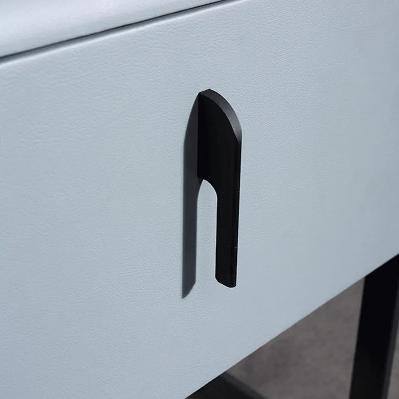 Contemporary Scandinavian Faux Leather Bedside Table - Curved Square 1-Drawer For Bedroom