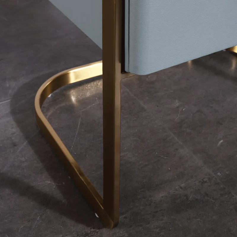 Contemporary Scandinavian Faux Leather Bedside Table - Curved Square 1-Drawer For Bedroom