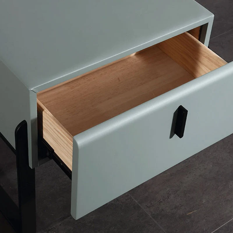 Elegant & Practical Nightstand - Industrial Featuring Faux Leather Upholstery Bedside Table 1-Drawer For Bedroom