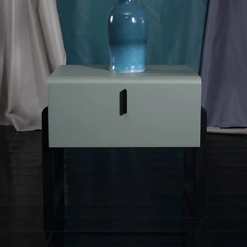 Elegant & Practical Nightstand - Industrial Featuring Faux Leather Upholstery Bedside Table 1-Drawer For Bedroom