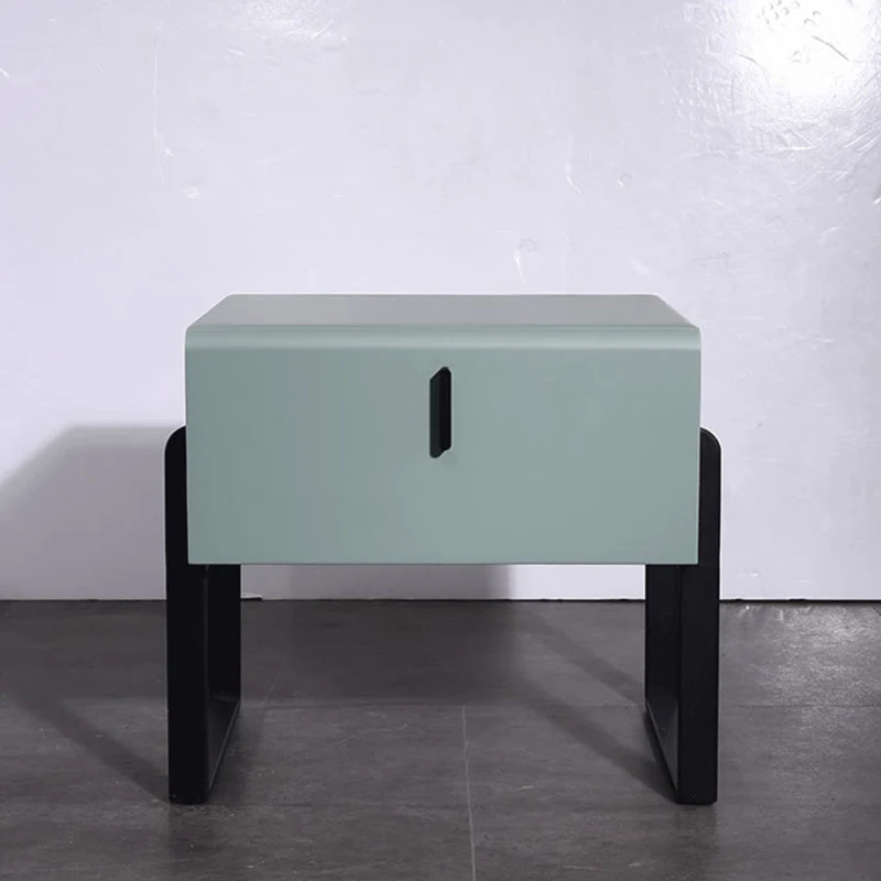 Elegant & Practical Nightstand - Industrial Featuring Faux Leather Upholstery Bedside Table 1-Drawer For Bedroom