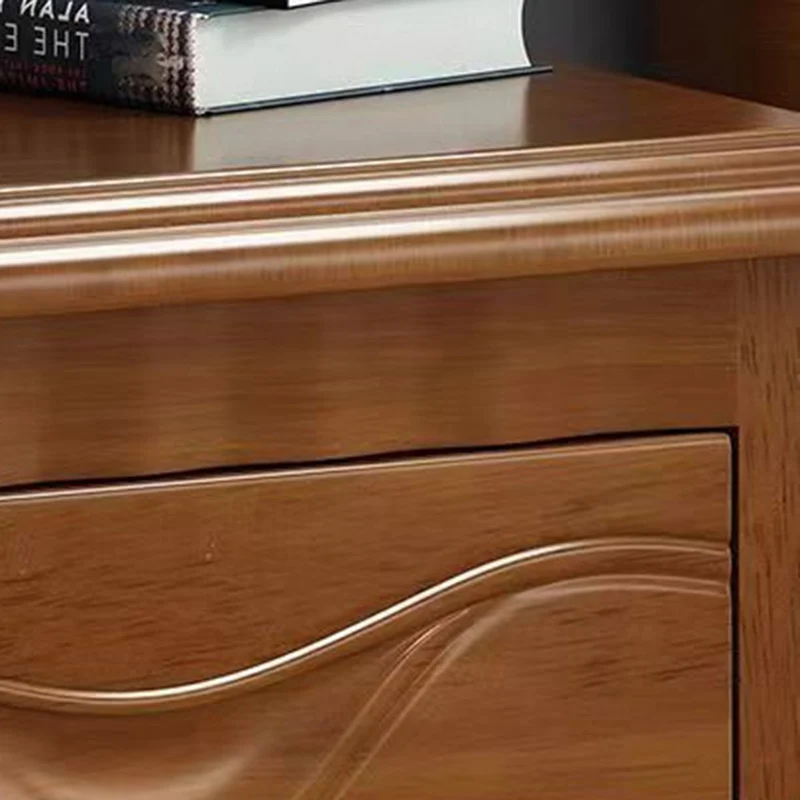 Traditional Vintage Square Rubberwood Medium-Density Fiberboard Nightstand 2-Drawer For Bedroom