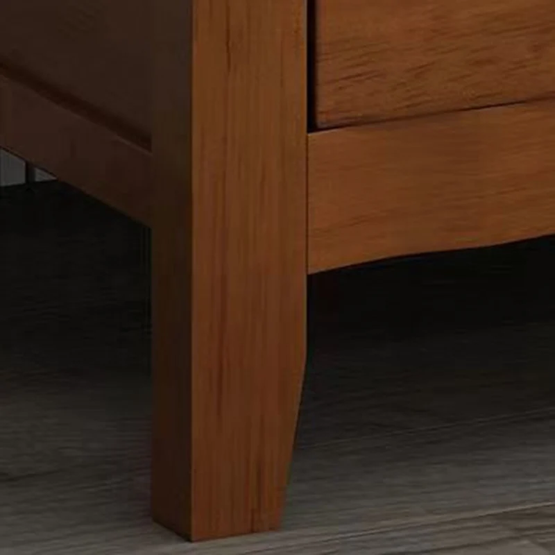 Traditional Vintage Square Rubberwood Medium-Density Fiberboard Nightstand 2-Drawer For Bedroom