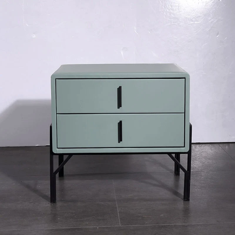 Faux Leather Upholstered Nordic Bedside Table - Premium Touch & Easy Maintenance Nightstand 2-Drawer For Bedroom
