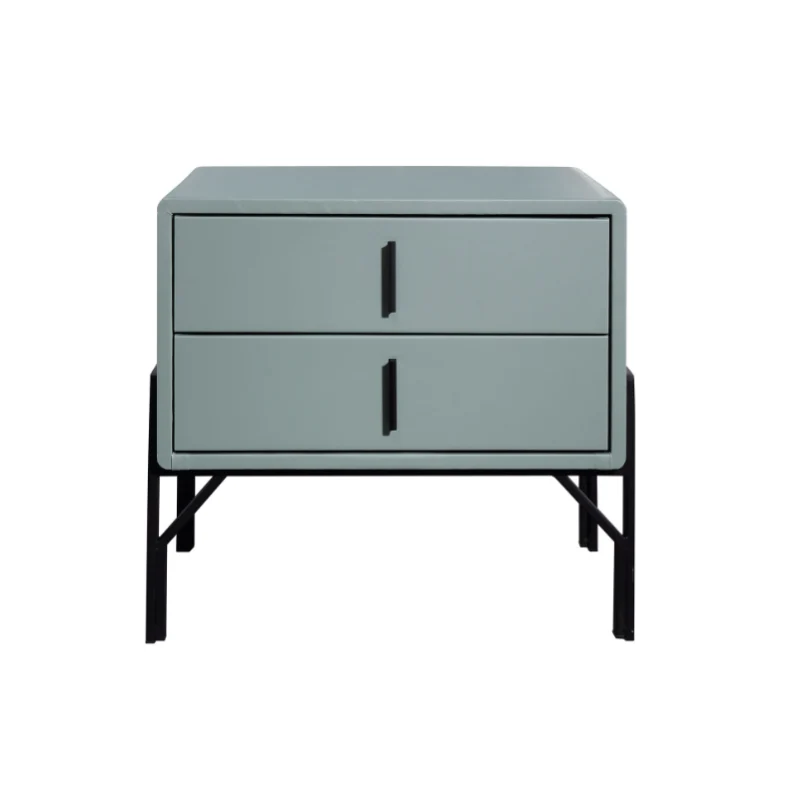 Faux Leather Upholstered Nordic Bedside Table - Premium Touch & Easy Maintenance Nightstand 2-Drawer For Bedroom