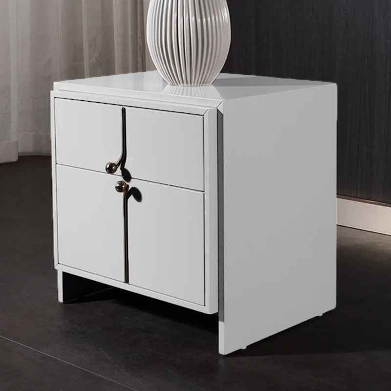 Eco-Friendly Scandinavian Bedside Table - Pure Minimalist Lines & Baking Paint Craft Nightstand 2-Drawer For Bedroom