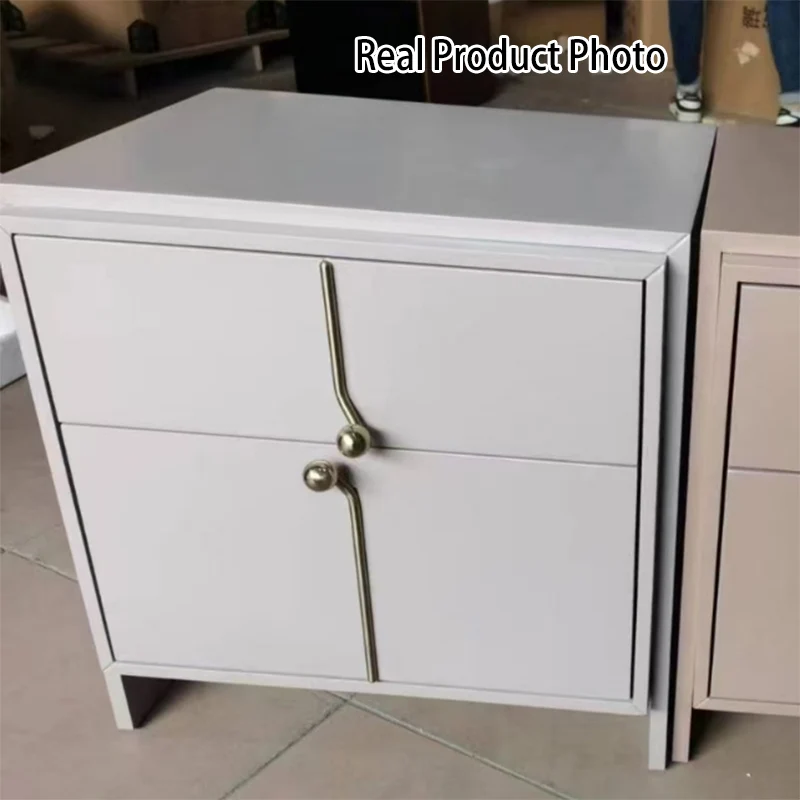 Eco-Friendly Scandinavian Bedside Table - Pure Minimalist Lines & Baking Paint Craft Nightstand 2-Drawer For Bedroom