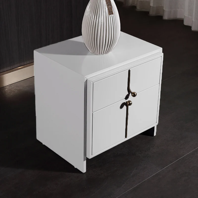 Eco-Friendly Scandinavian Bedside Table - Pure Minimalist Lines & Baking Paint Craft Nightstand 2-Drawer For Bedroom