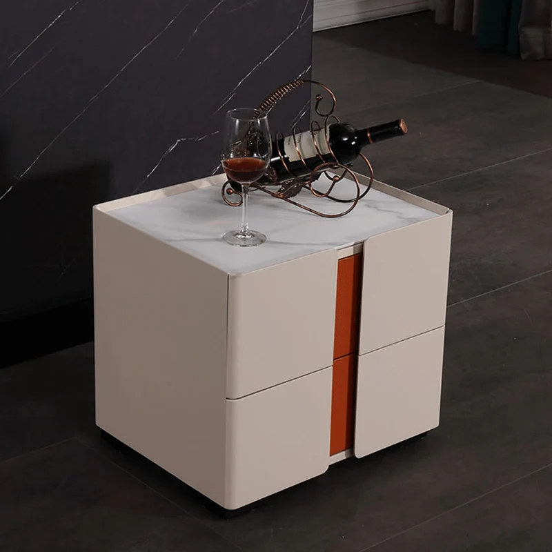 Personalized & Flexible Luxury Bedside Table - Detachable Legs & Symmetrical Block Design Nightstand 2-Drawer For Bedroom