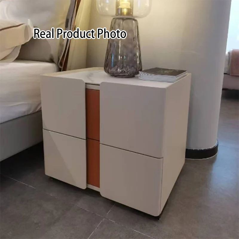 Personalized & Flexible Luxury Bedside Table - Detachable Legs & Symmetrical Block Design Nightstand 2-Drawer For Bedroom