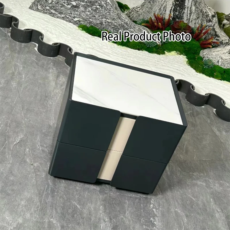 Personalized & Flexible Luxury Bedside Table - Detachable Legs & Symmetrical Block Design Nightstand 2-Drawer For Bedroom