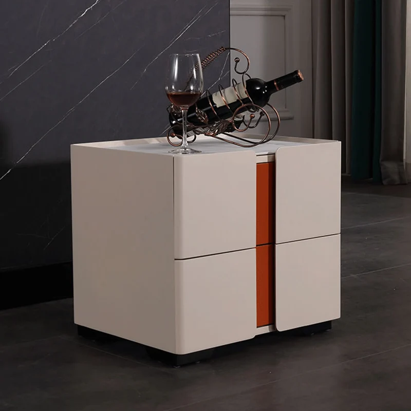 Personalized & Flexible Luxury Bedside Table - Detachable Legs & Symmetrical Block Design Nightstand 2-Drawer For Bedroom