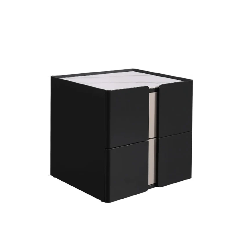 Personalized & Flexible Luxury Bedside Table - Detachable Legs & Symmetrical Block Design Nightstand 2-Drawer For Bedroom