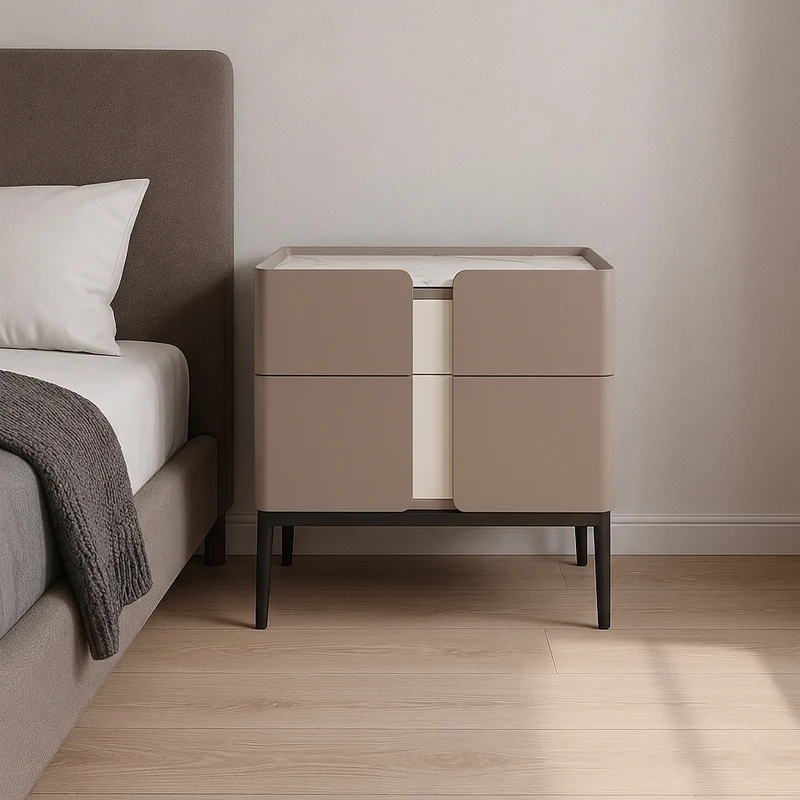Premium Material Combination Bedside Table - Clever Dual-Drawer Storage Nightstand 2-Drawer For Elegant Bedroom