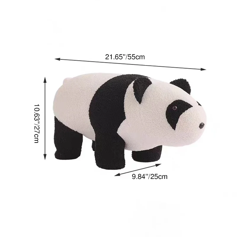 Contemporary Creative Kids Bear Shape Teddy Fleece Plywood Board Pine Wood Low Stool Backless Armless For Living Room