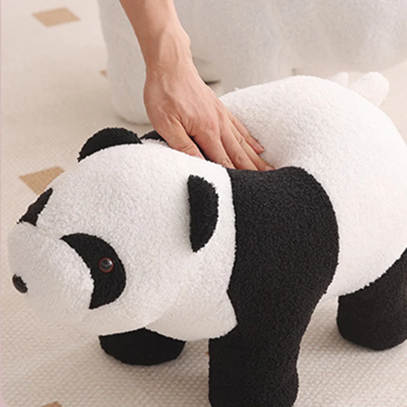Contemporary Creative Kids Bear Shape Teddy Fleece Plywood Board Pine Wood Low Stool Backless Armless For Living Room