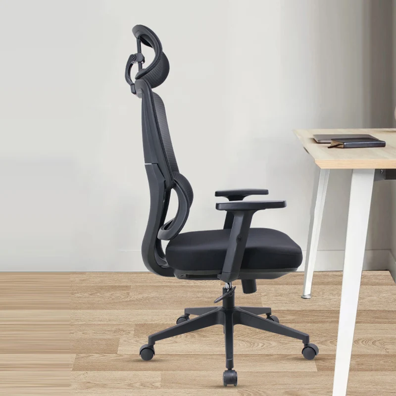 Modern Minimalist Ergonomic Rolling Desk Chair Nylon & PP with Fabric Mesh Height Adjustable Swivel Design Armrest Headrest for Home Office