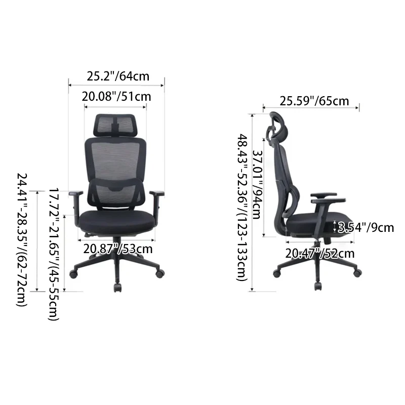 Modern Minimalist Ergonomic Rolling Desk Chair Nylon & PP with Fabric Mesh Height Adjustable Swivel Design Armrest Headrest for Home Office