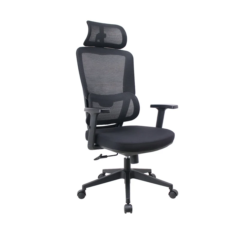 Modern Minimalist Ergonomic Rolling Desk Chair Nylon & PP with Fabric Mesh Height Adjustable Swivel Design Armrest Headrest for Home Office