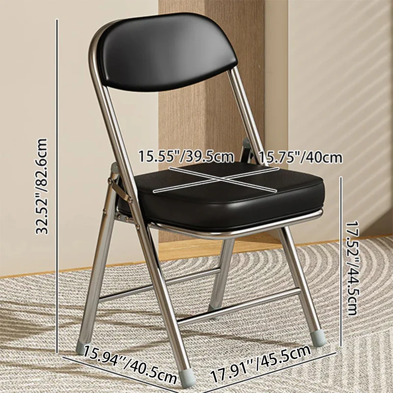 Modern Minimalist Square PU Leather Carbon Steel Foldable Desk Chair Backrest For Home Office