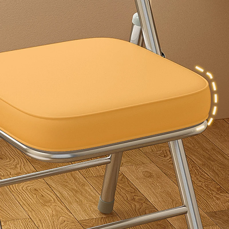 Modern Minimalist Square PU Leather Carbon Steel Foldable Desk Chair Backrest For Home Office