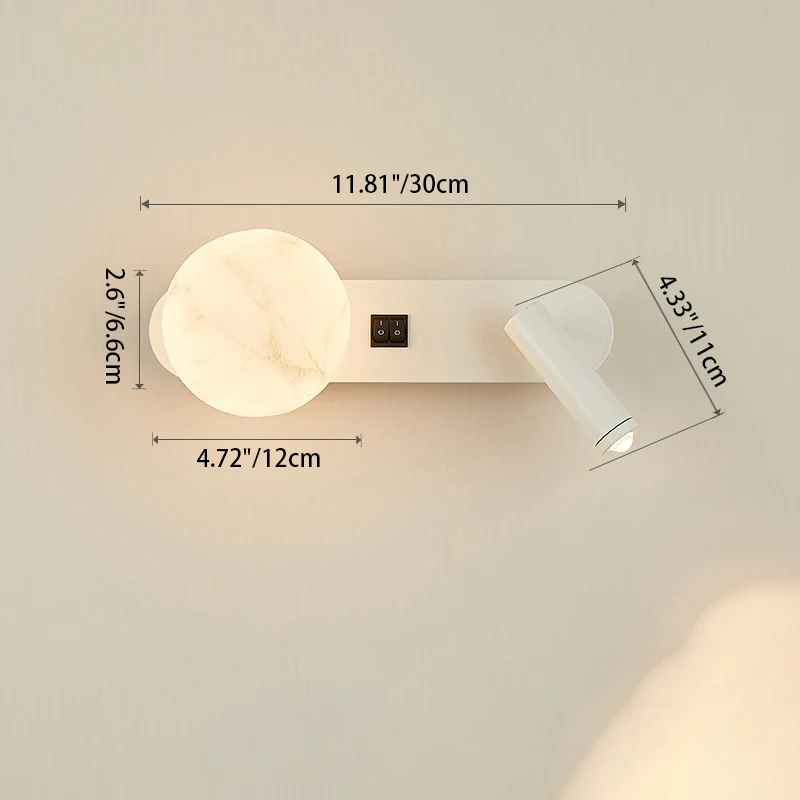 Modern Minimalist Round Aluminium Iron Jade Powder Acrylic 2-Light Wall Sconce Lamp For Bedroom