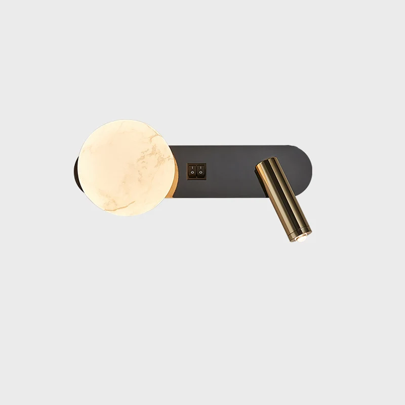 Modern Minimalist Round Aluminium Iron Jade Powder Acrylic 2-Light Wall Sconce Lamp For Bedroom