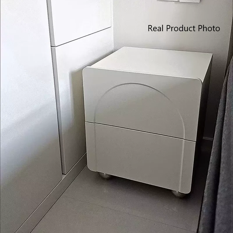 Traditional French MDF Carboe Steel Spherical Rectangular Nightstand With 2 Drawers For Bedroom