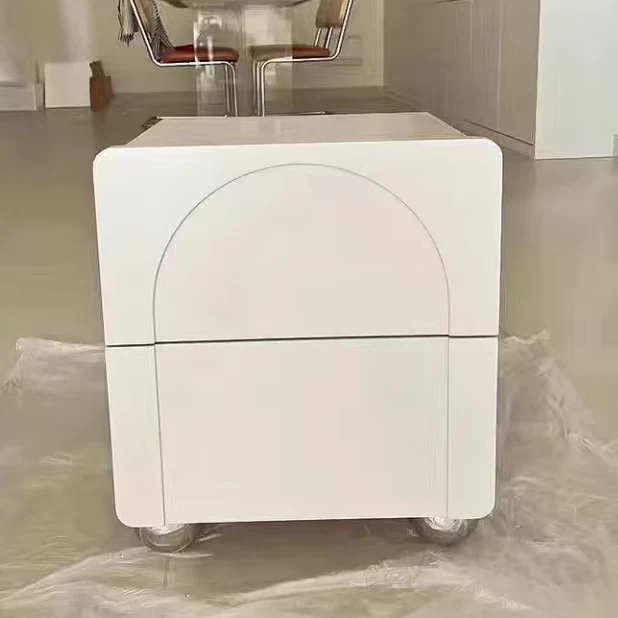 Traditional French MDF Carboe Steel Spherical Rectangular Nightstand With 2 Drawers For Bedroom
