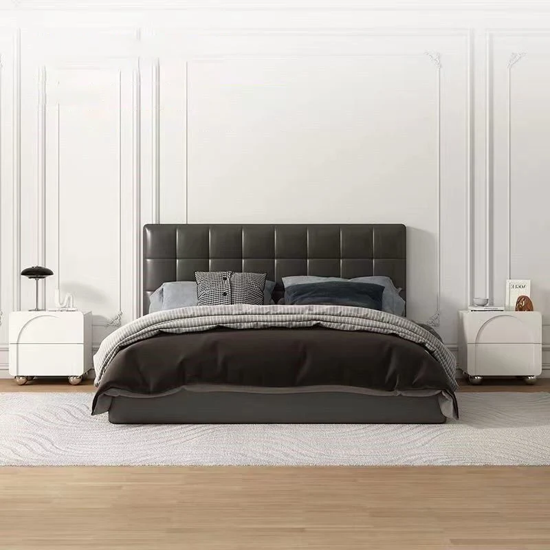 Traditional French MDF Carboe Steel Spherical Rectangular Nightstand With 2 Drawers For Bedroom